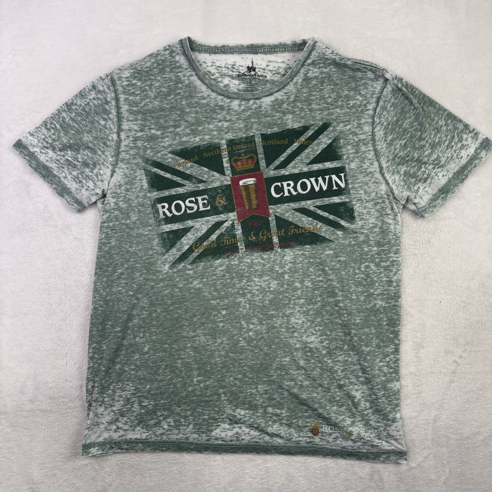 Disney Parks Rose & Crown Epcot Green Short Sleeve Graphic Shirt Men's LG